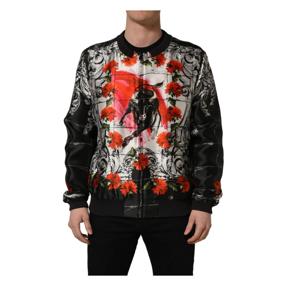 Dolce & Gabbana Men's Multicolor Majolica Bull Print Bomber Jacket - Bomber Jackets - M - Jackets