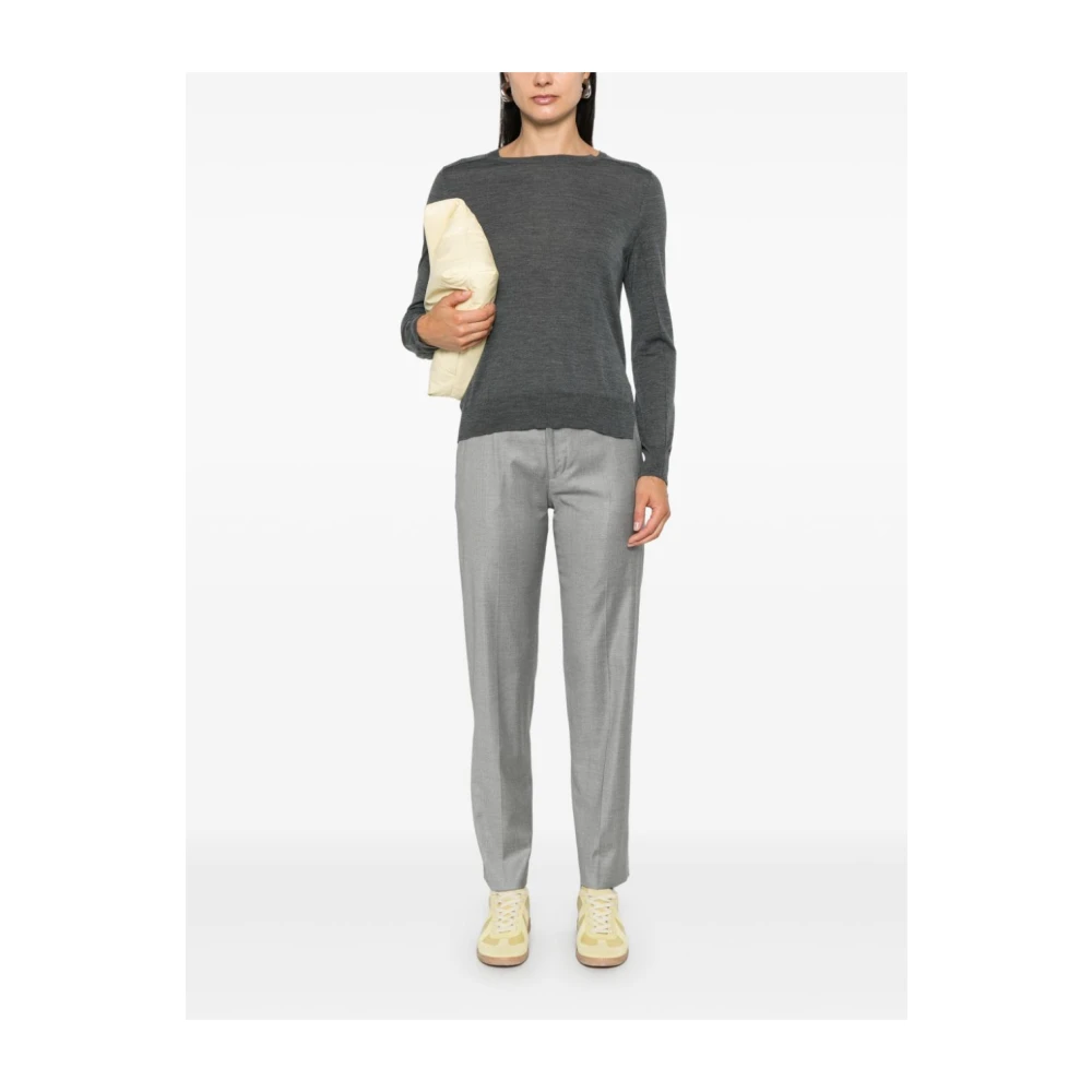PT Torino Grijze Wollen Broek Rechte Pijp Gray Dames