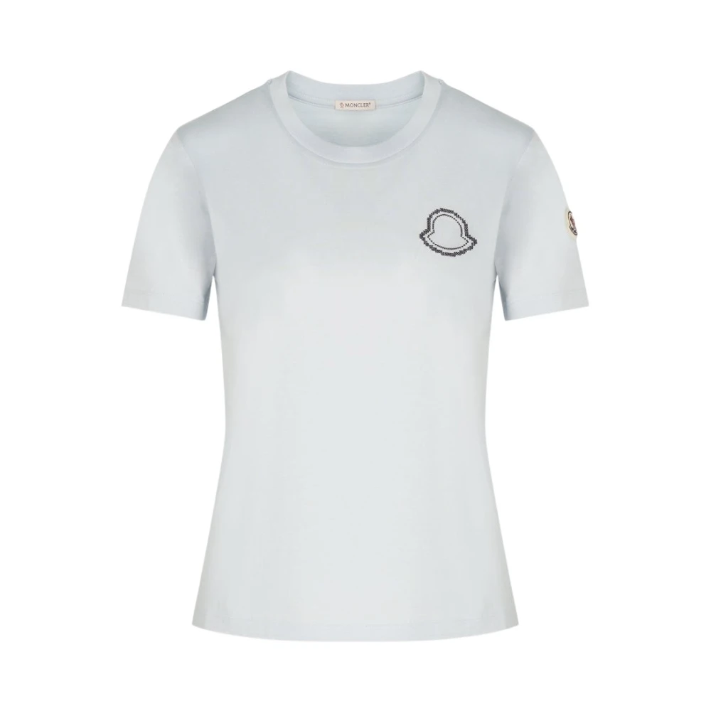 Moncler  Branded Cotton T Shirt  Blue, Women's Size L, Circle Fashion - Image 3