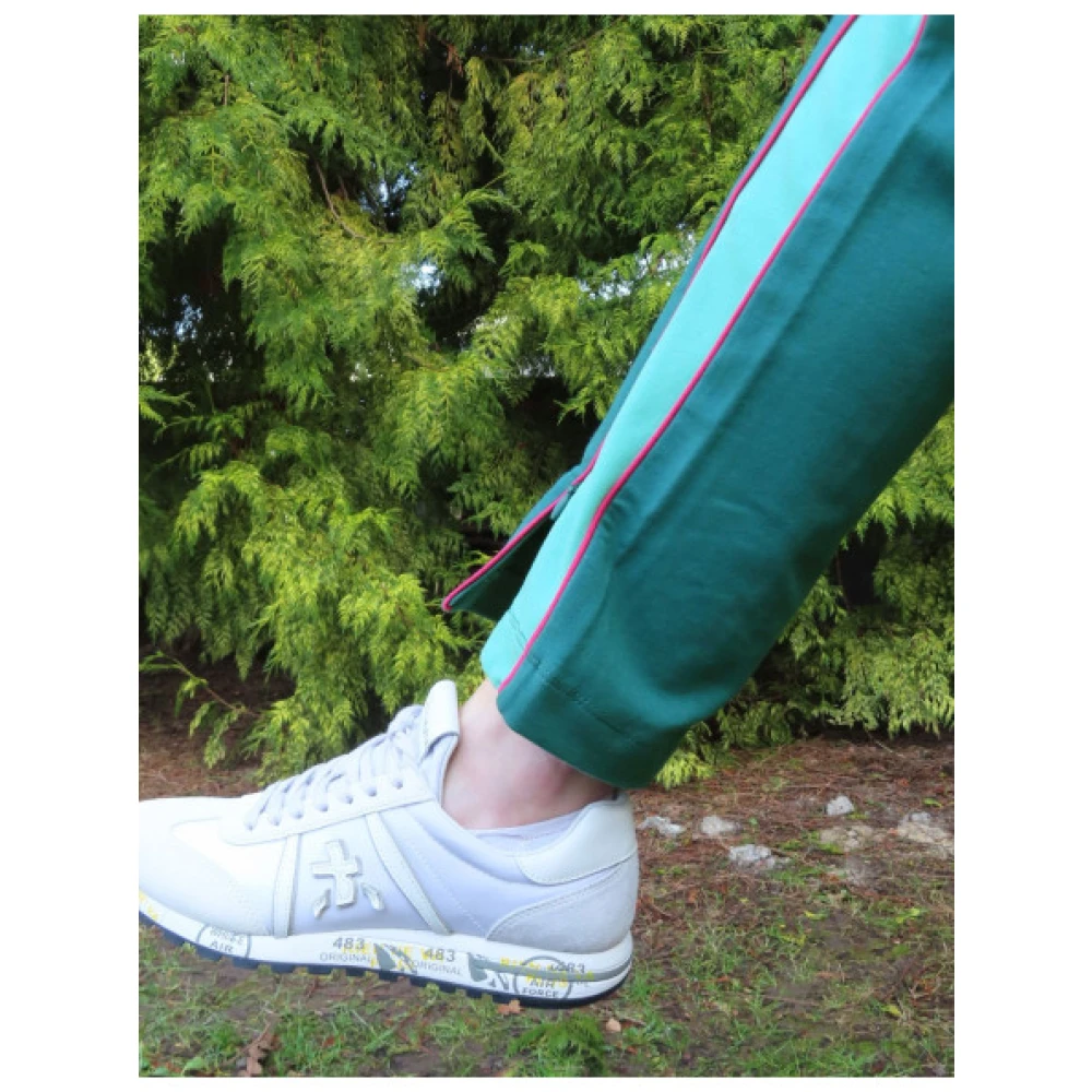 aeronautica militare Joggingbroek met hoge taille en contraststrepen Green Dames