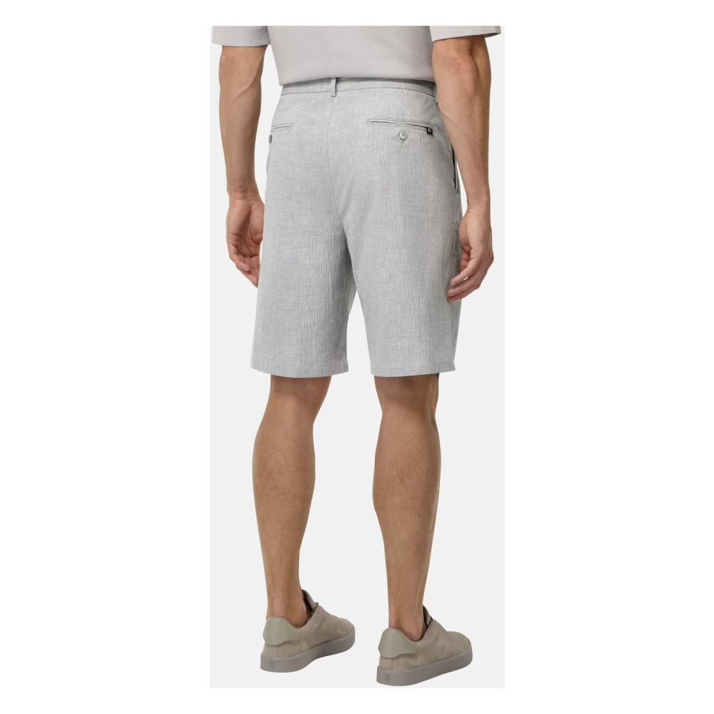 Boggi Milano Katoenen Seersucker Bermuda Shorts Blue Heren