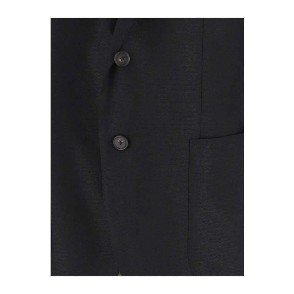 Tagliatore Jasje van stretchwol met klassieke revers Black Heren