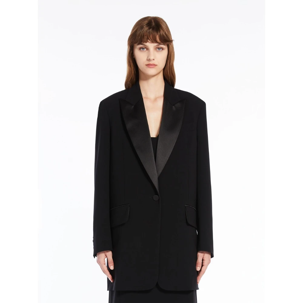 Max Mara Zwarte Oversized Smoking Jas Black Dames