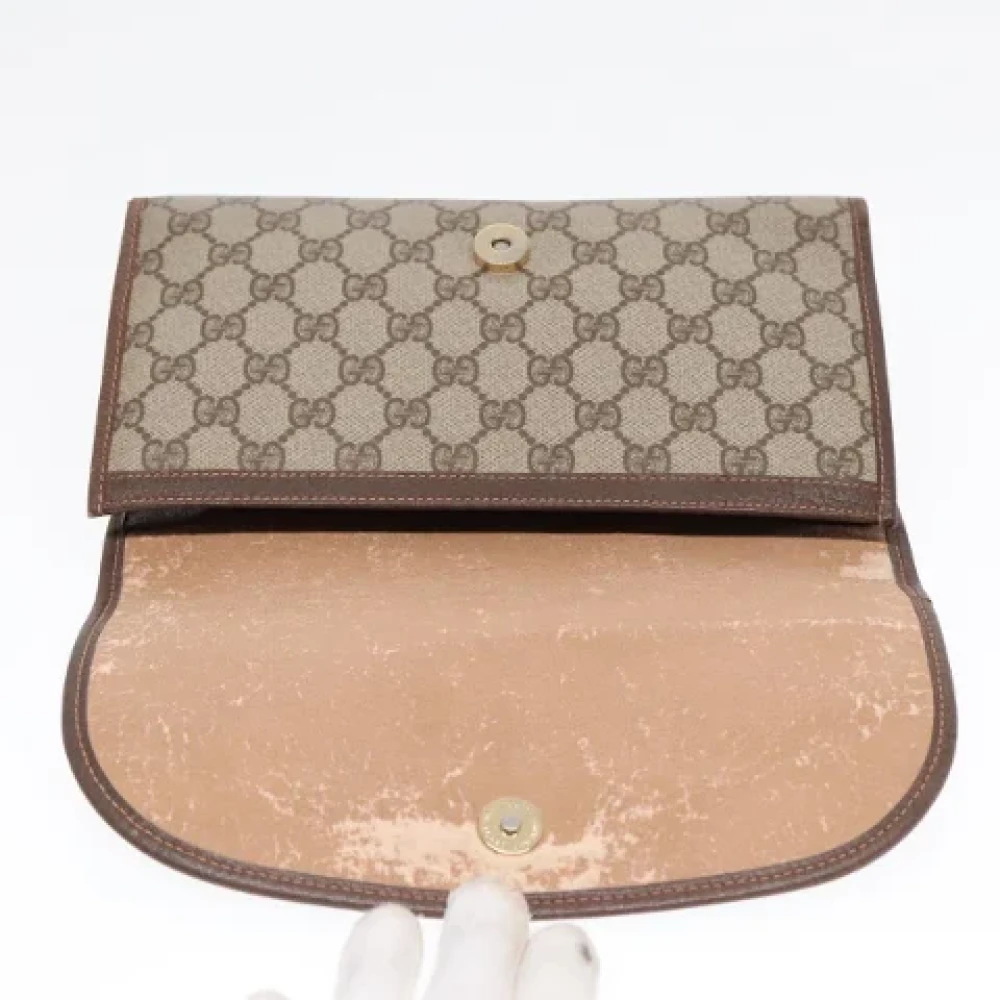 Gucci Vintage Pre-owned Leather clutches Beige Dames