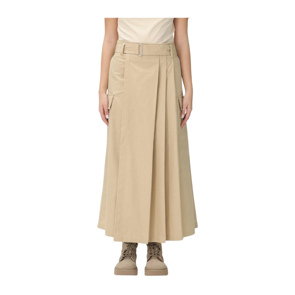 Kenzo Women's Beige Pleated Midi Skirt With Cargo Pockets