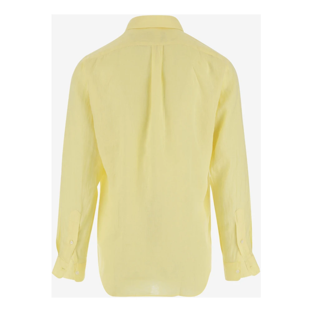 Polo Ralph Lauren Logo Linnen Knoopshirt Geel Yellow Heren