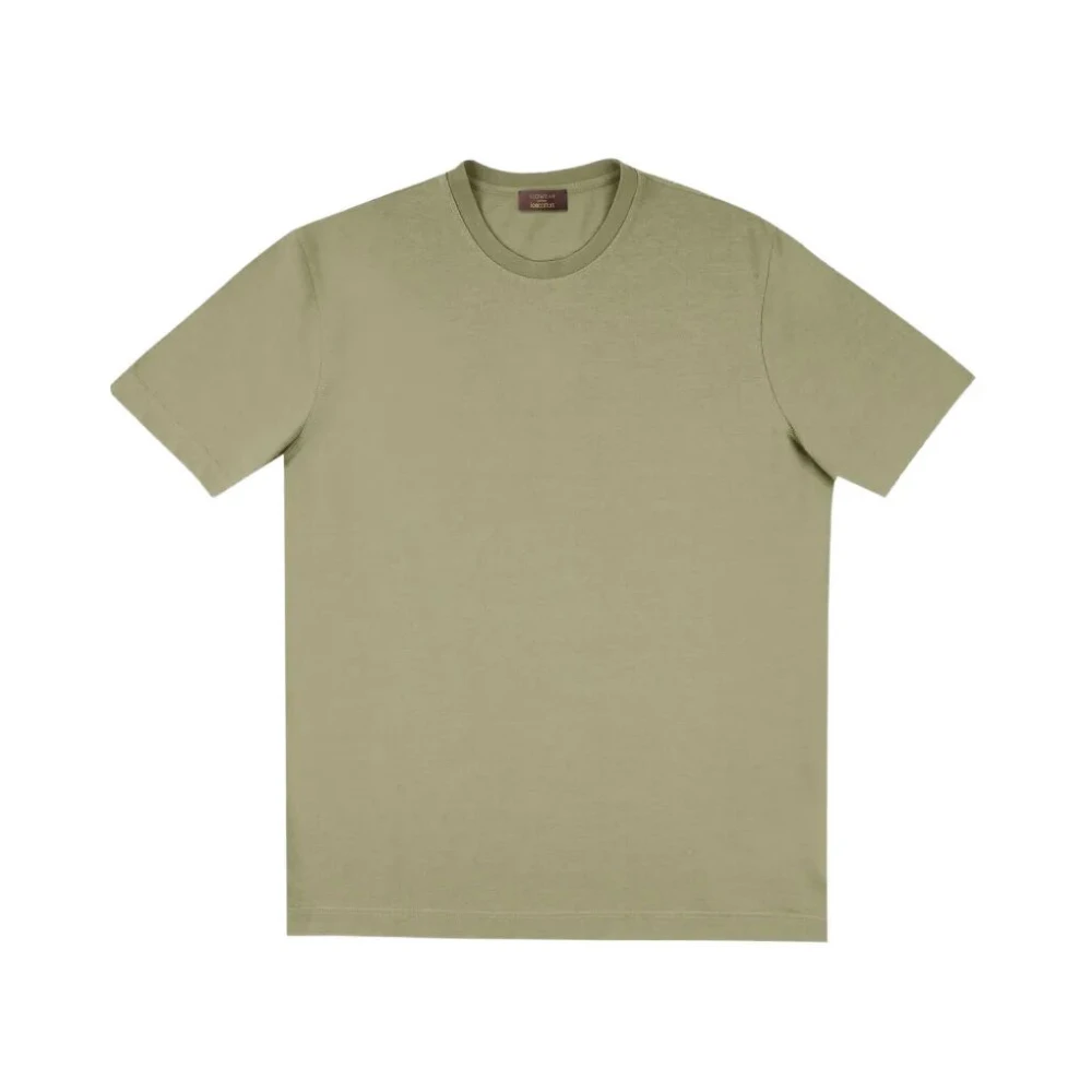 Zanone Mannelijk Groente Tops Heren, Groen, Xl, Katoen, T-Shirt Met Ronde Hals En Korte Mouwen