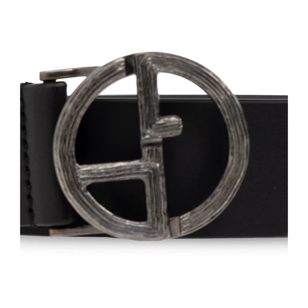 Giorgio Armani Leren riem Black Heren