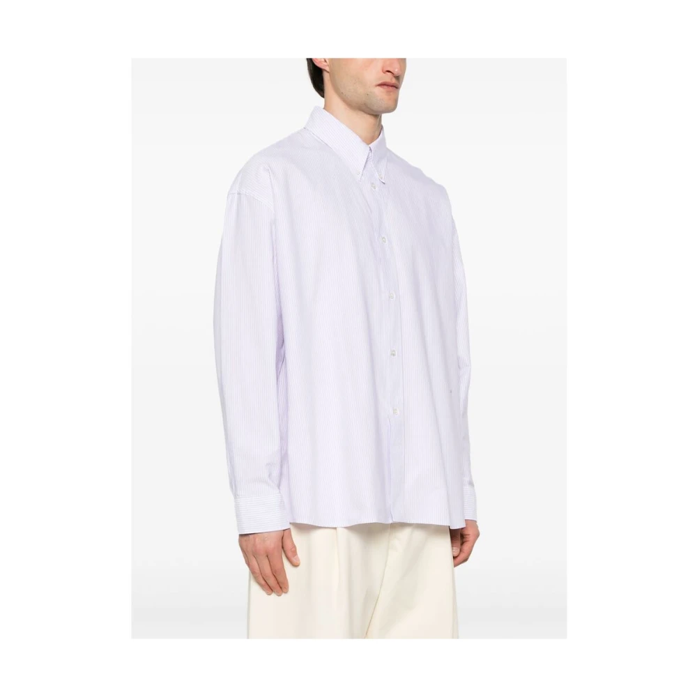 Studio Nicholson Lila Knoop-Down Shirt Lange Mouwen White Heren