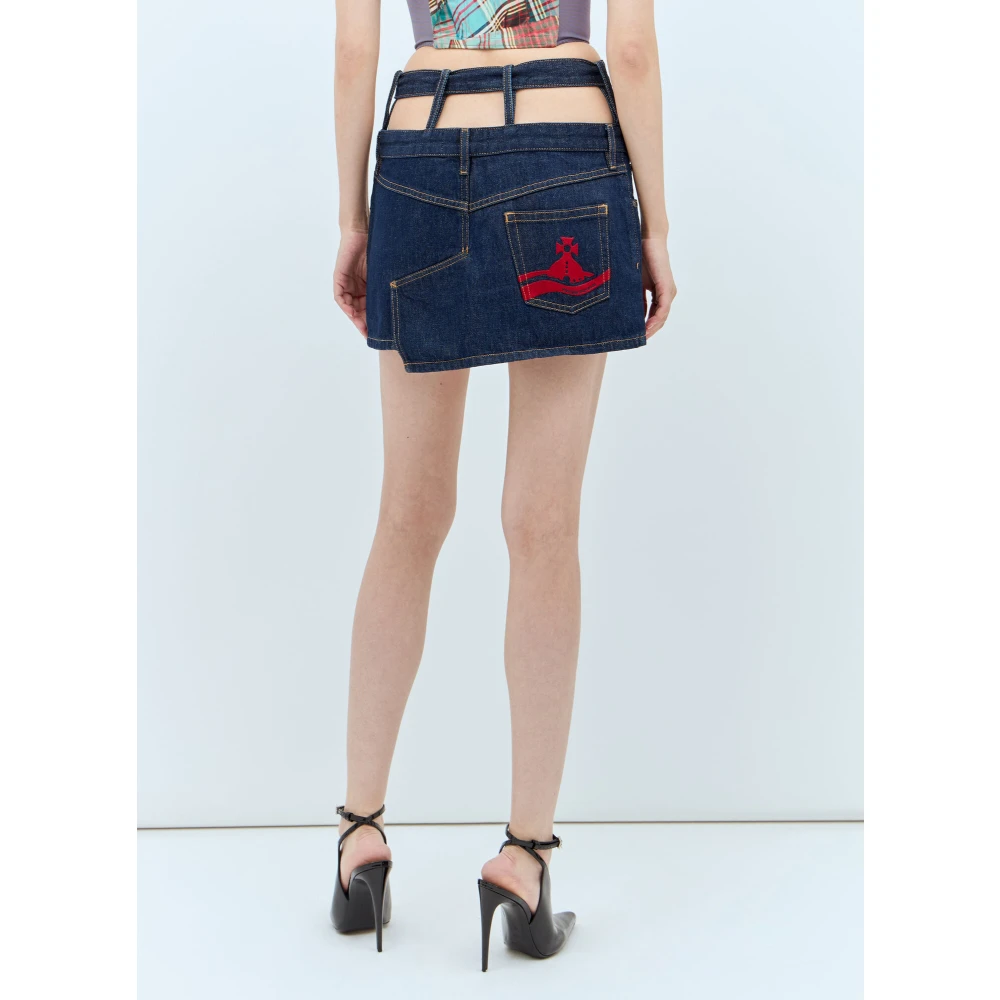 Vivienne Westwood Logo-Silhouette Denim Rok Blue Dames