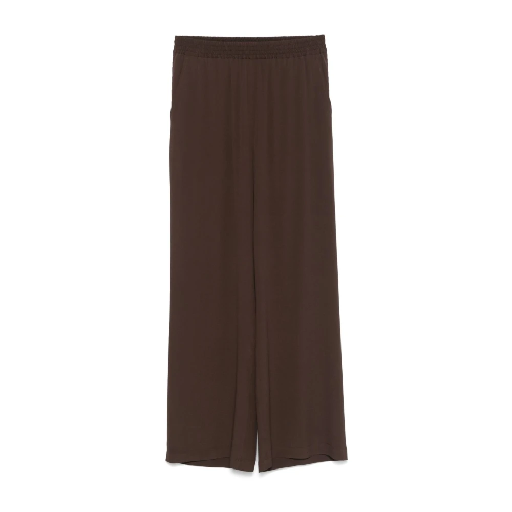 Seventy Women's Brown Wide Trousers, S, Silk Blend Trousers