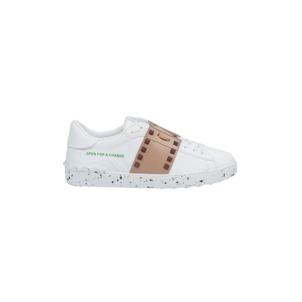 Valentino Garavani Rockstud Untitled Wit en Bruin Sneakers White