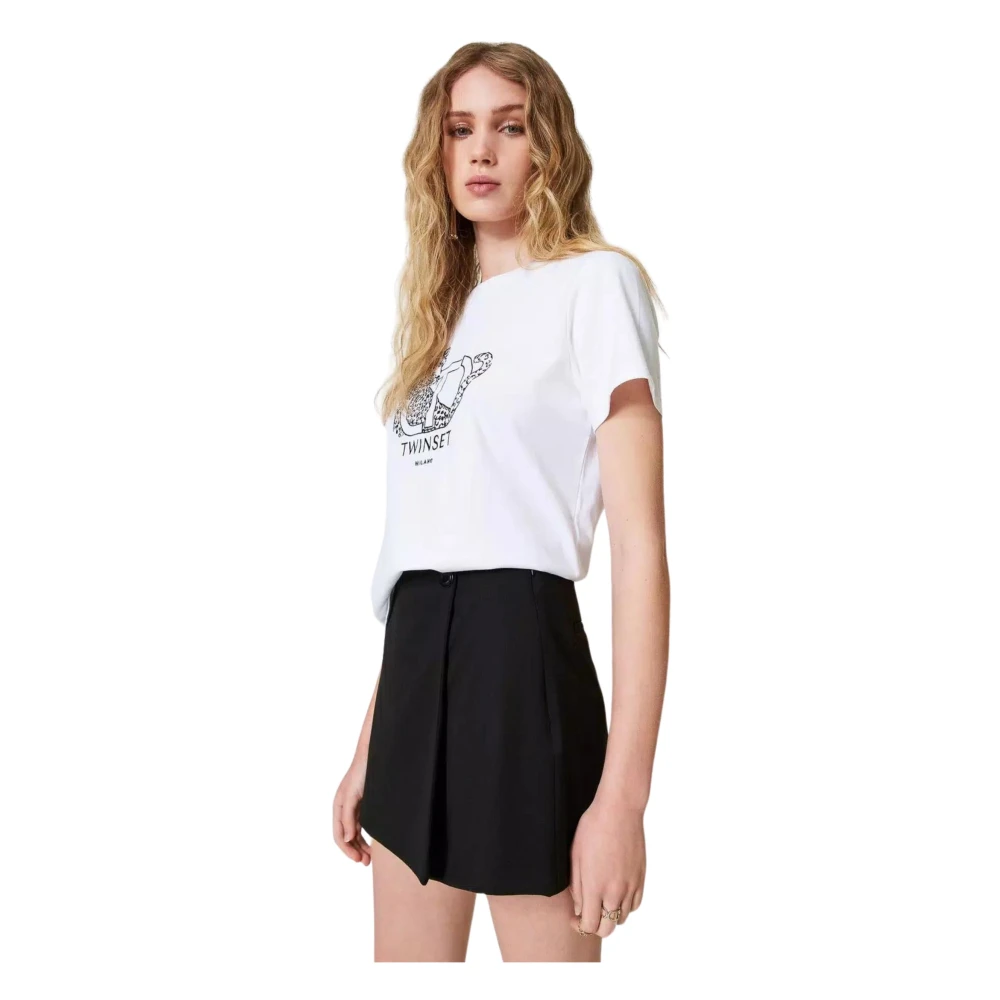 Twinset Witte T-shirt met Jaguar Grafische White Dames