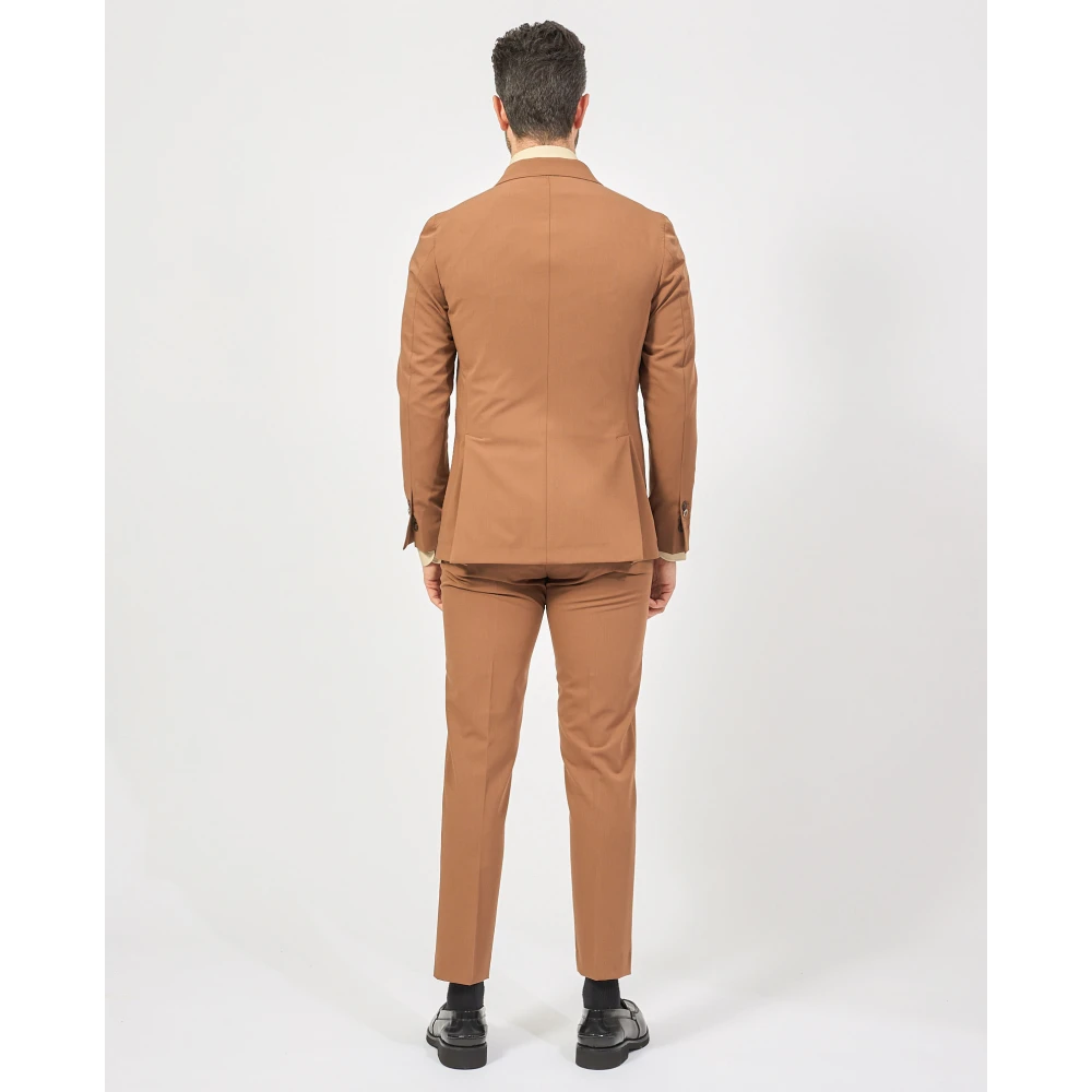 Mulish Bruin dubbelrijig pak met slim fit Brown Heren