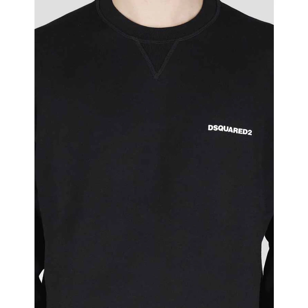 Dsquared2 Zwarte katoenen sweatshirt met witte print Black Heren