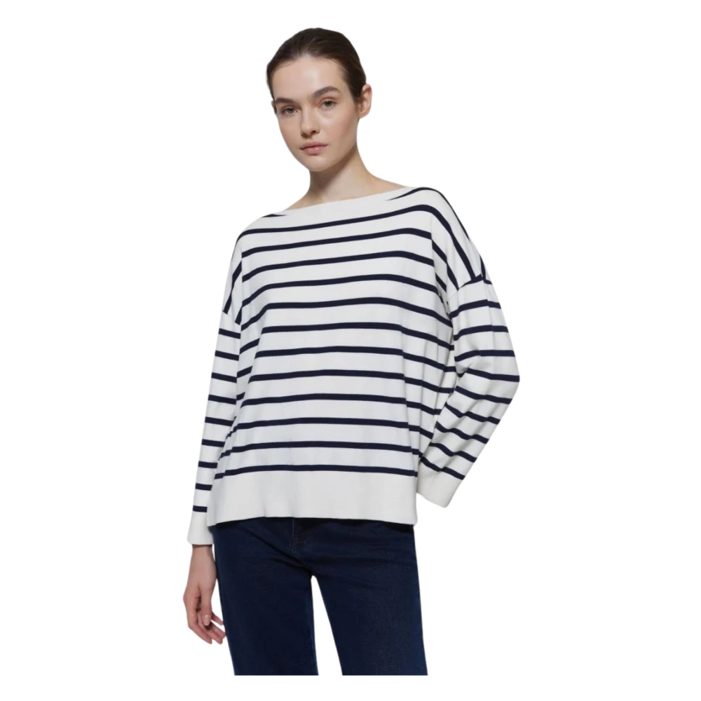 Iblues Stretch Trui met Zijsplitten White Dames