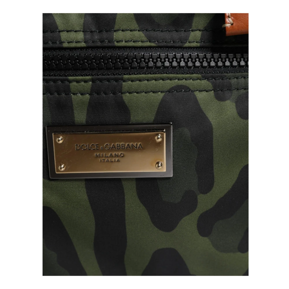 Dolce & Gabbana Luipaardprint Nylon Reisrugzak Green Heren