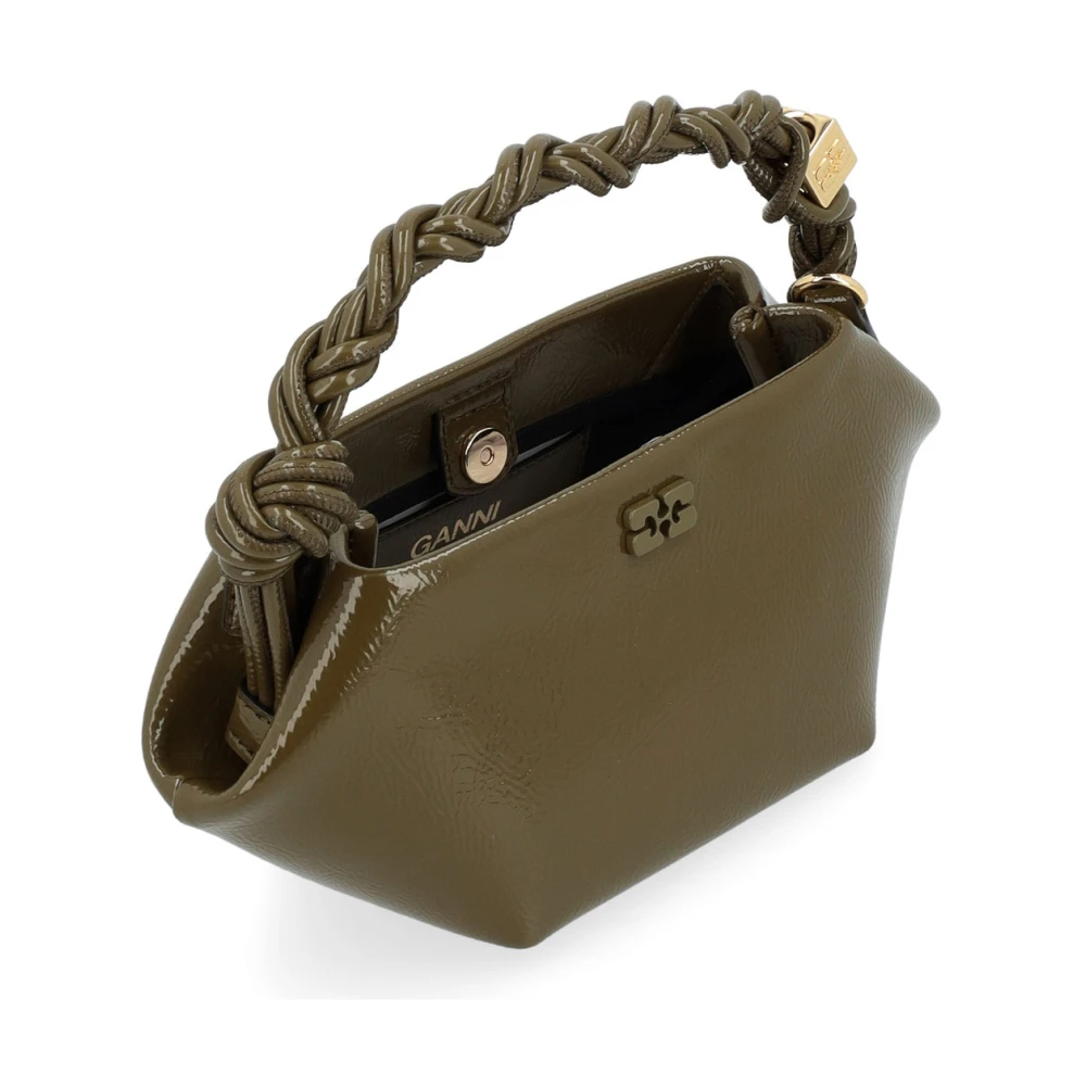 Ganni Mini Patent Bou Bag in Milolive Green Dames