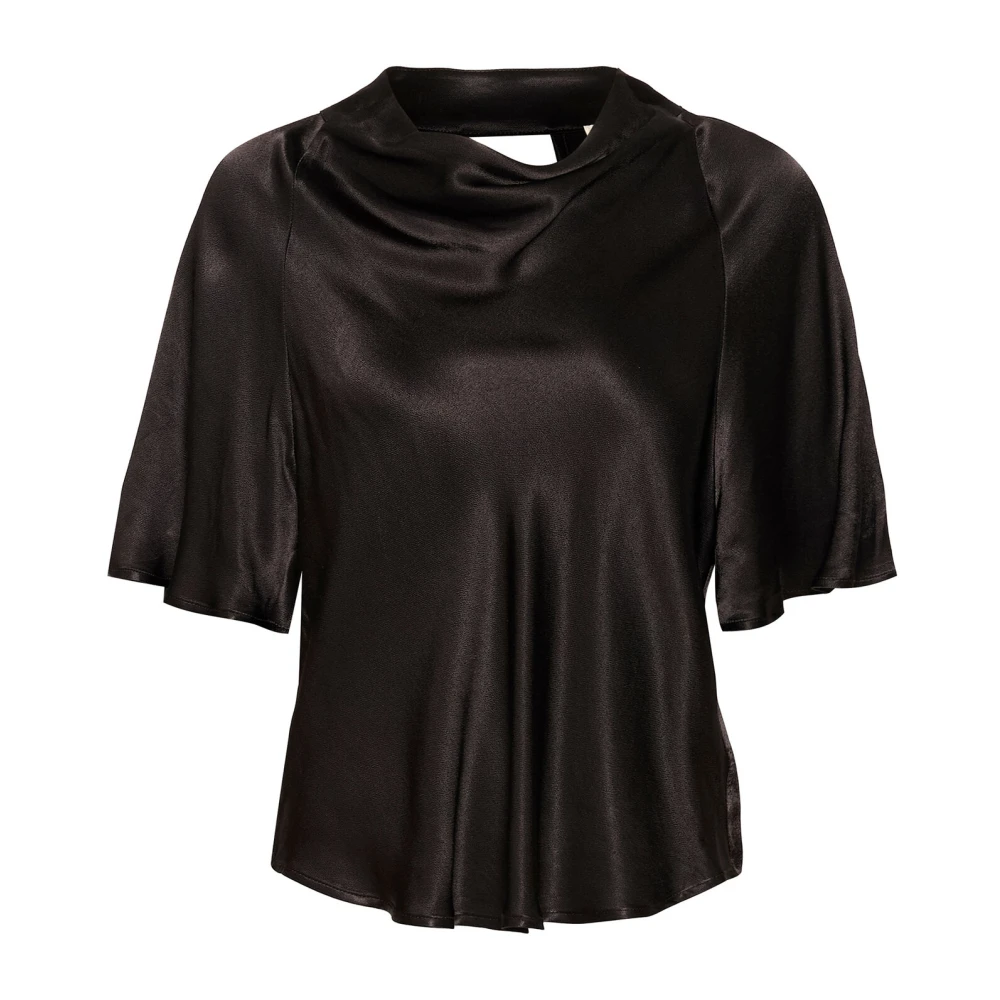 Soaked in Luxury Gedrapeerde Zwarte Blouse Black Dames