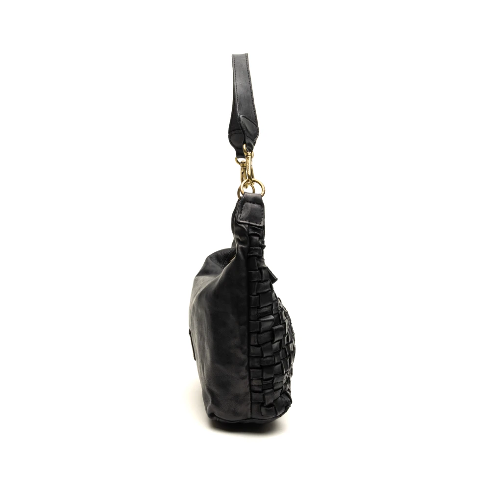 Campomaggi Zwarte schoudertas met decoratie Black Dames