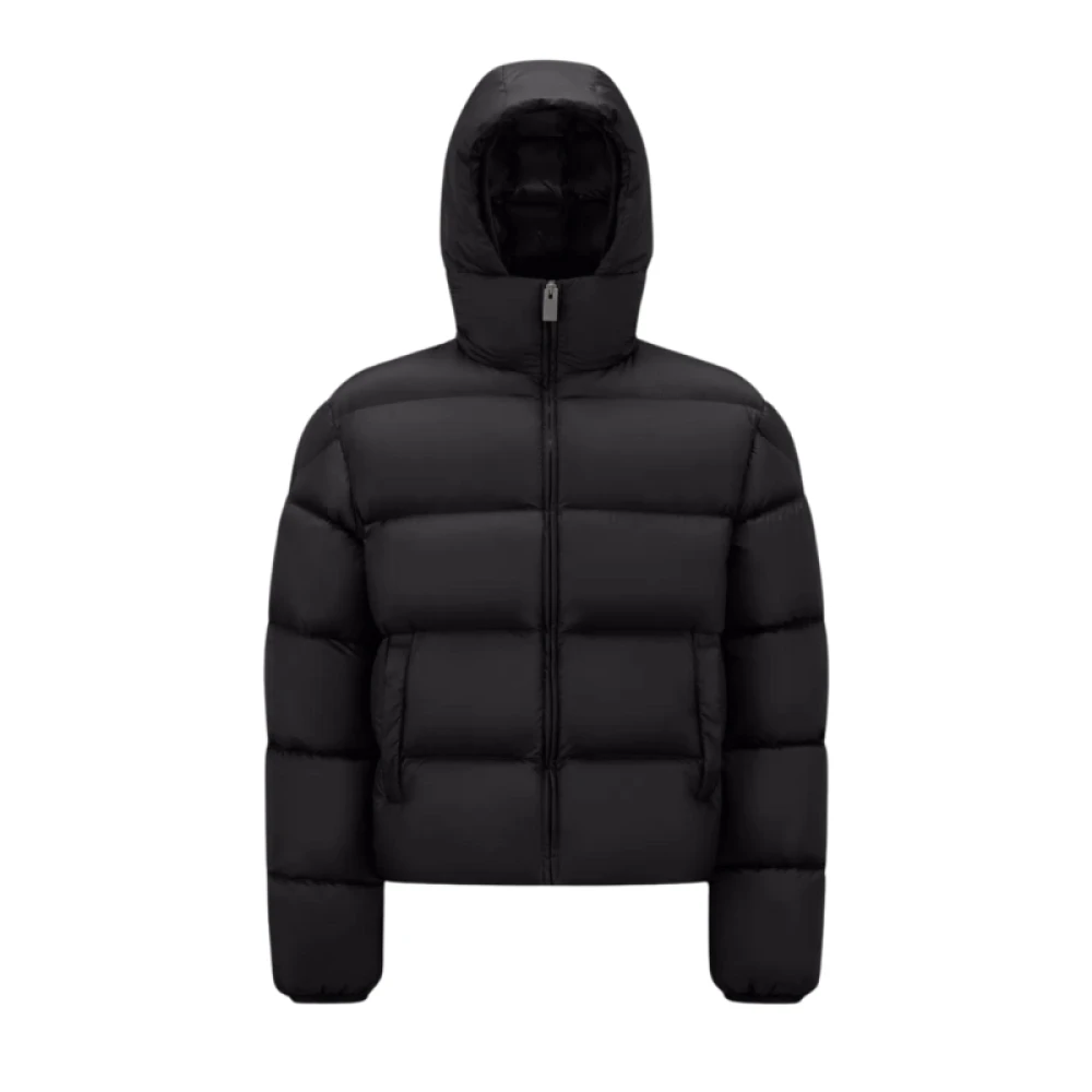 Moncler Korte Donsjas met Capuchon Nylon Zwart Black Heren