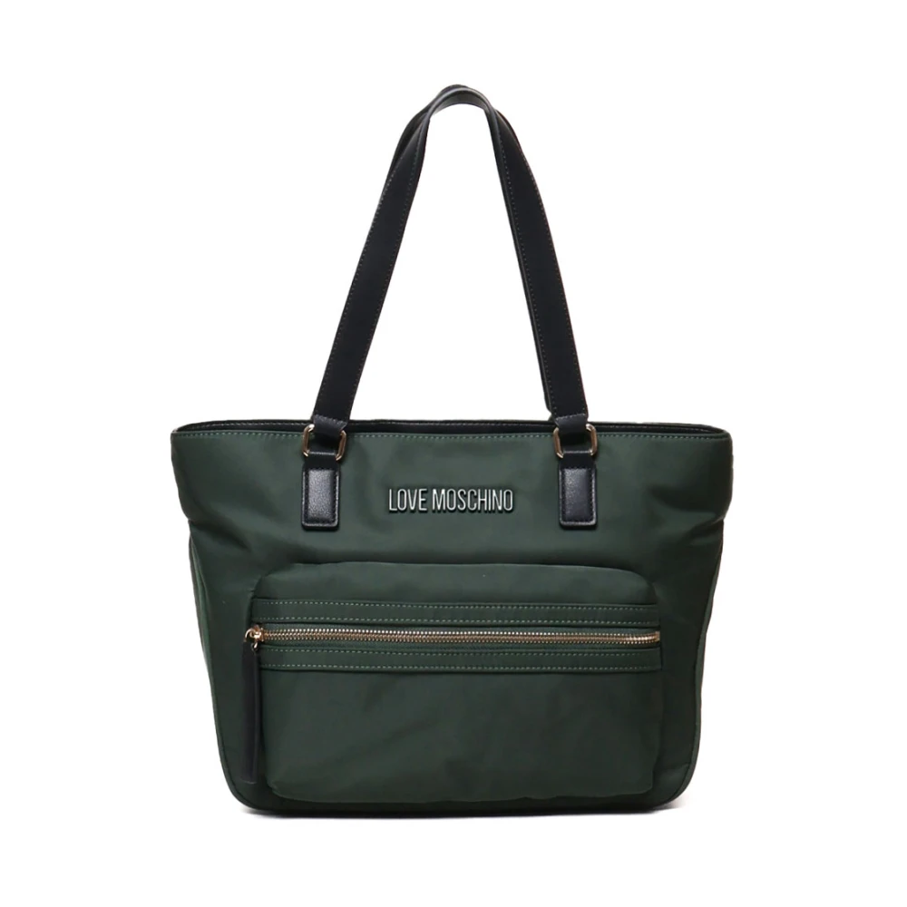 Love Moschino Groene Nylon Tote Tas met Rits Green Dames