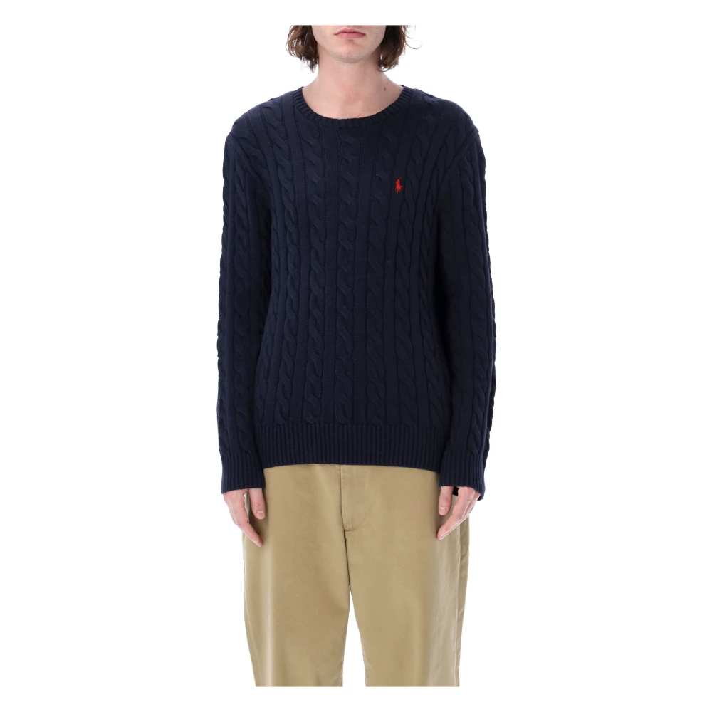 Ralph Lauren Kabel Gebreide Trui Blue Heren