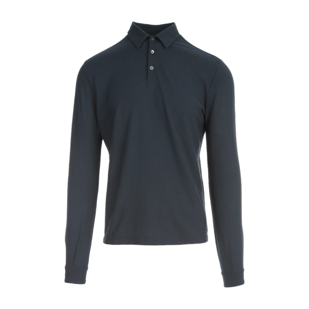 Zanone Blauw Polo met Lange Mouwen Blue Heren