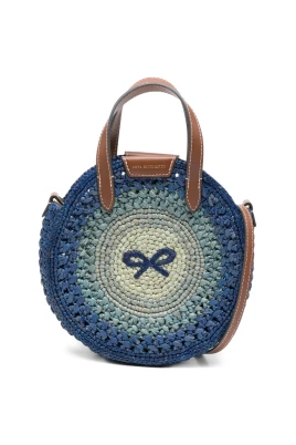Small Round Bow Raffia Tote
