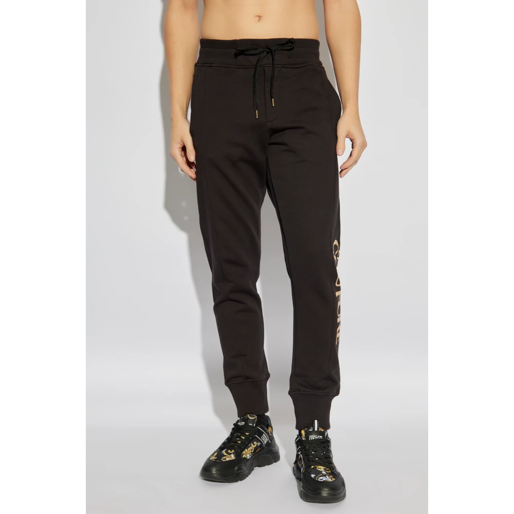 Versace Jeans Couture Sweatpants met bedrukt logo Black Heren