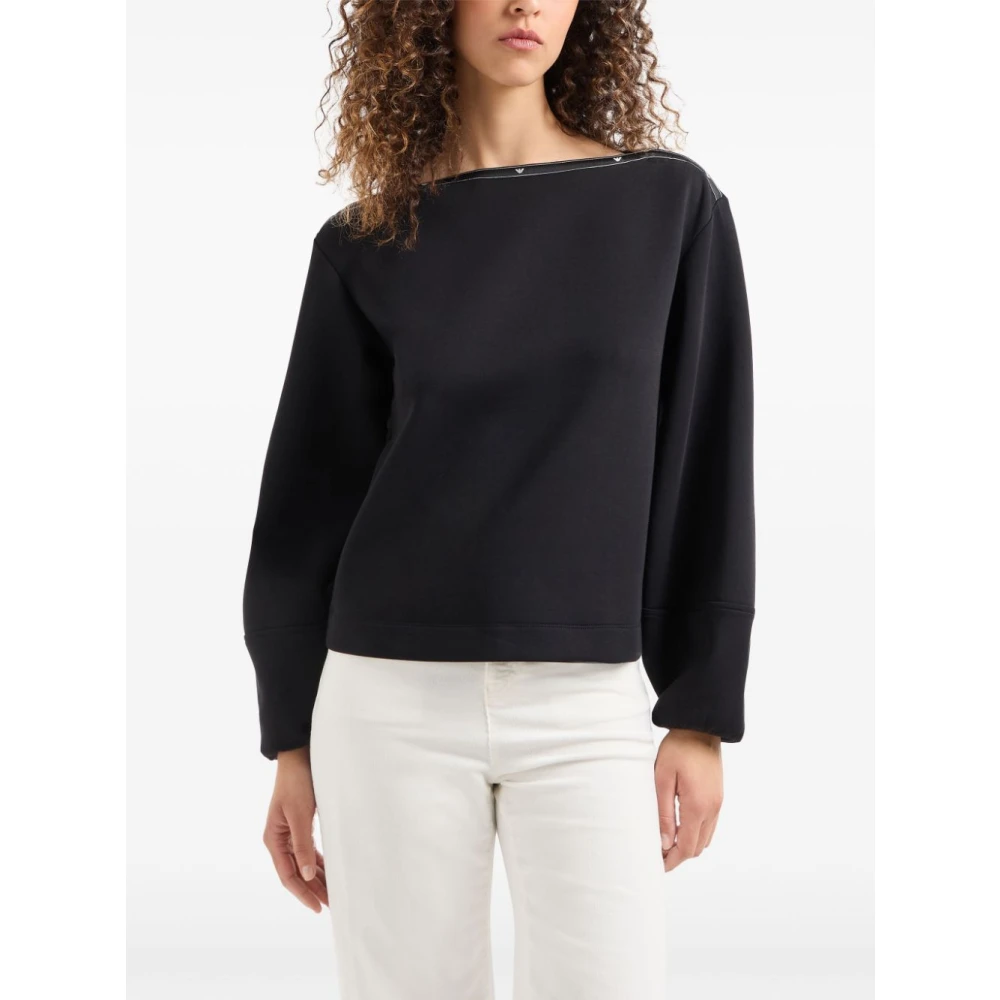 Emporio Armani Zwarte Sweater met Logodetail Black Dames