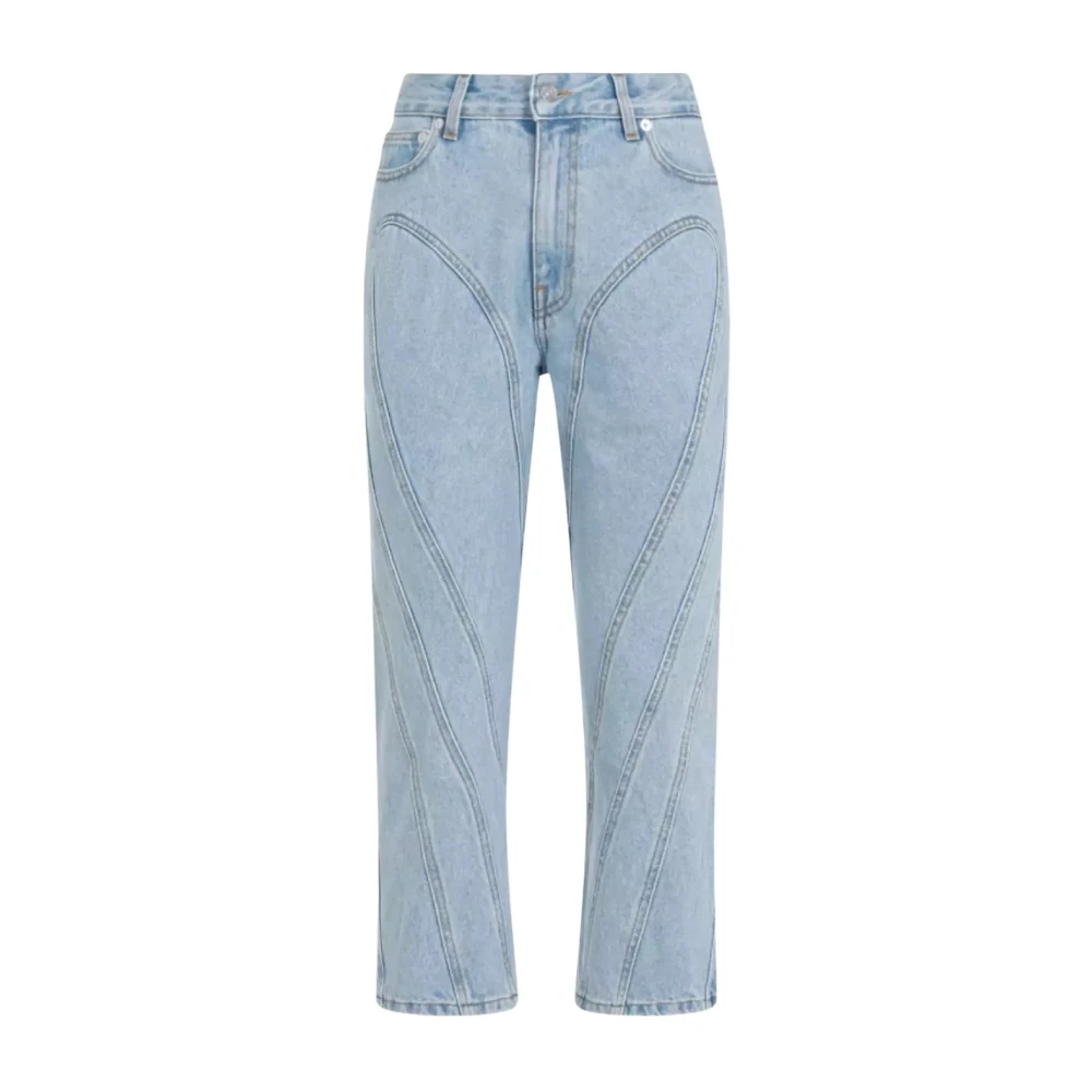 Mugler Lichtblauwe Gestikte Jeans Blue Dames