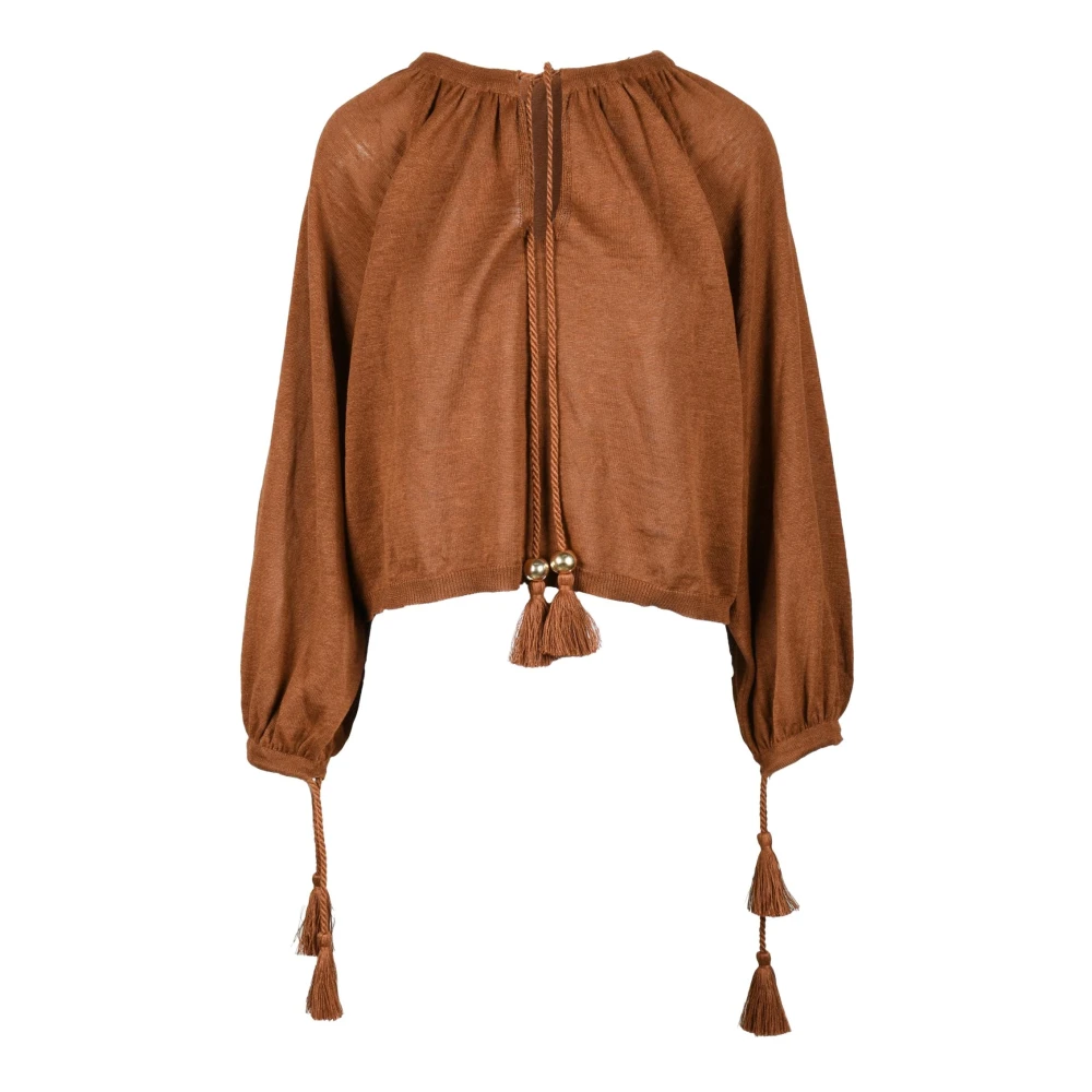 Max Mara Linnen Gebreide Top Brown Dames