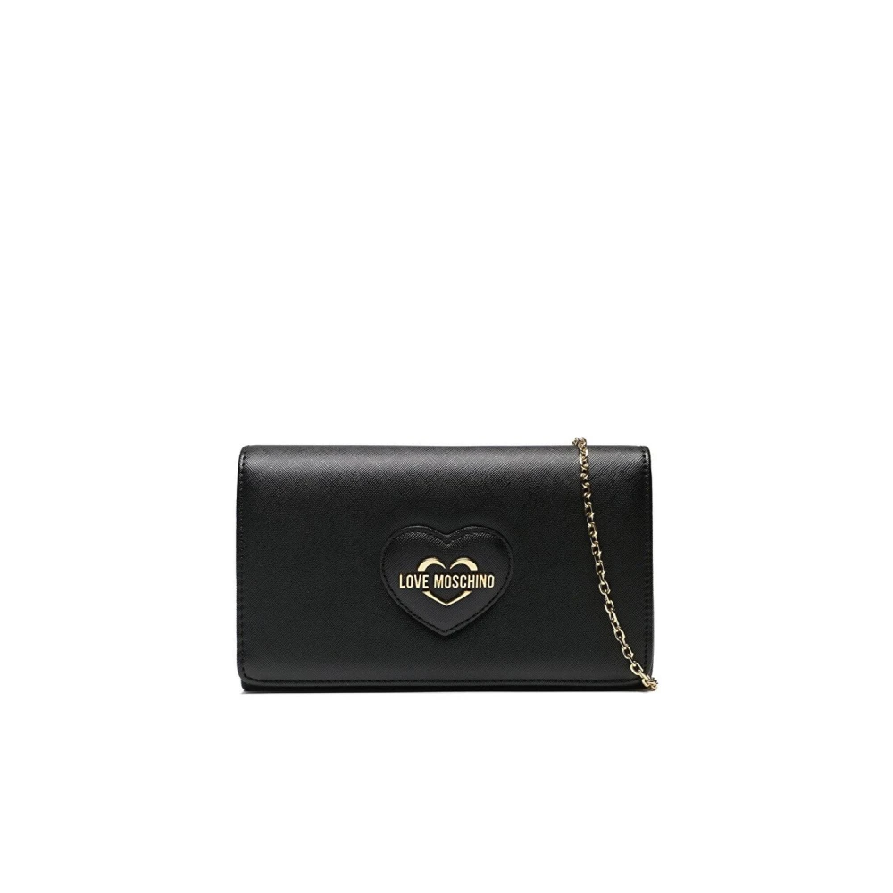 Love Moschino Hart Clutch Tas met Gouden Logo Black Dames