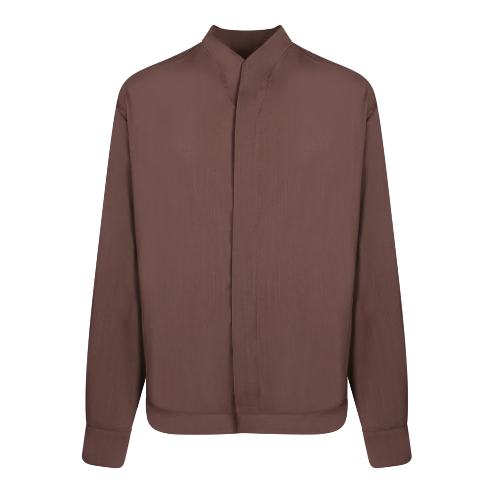 Costumein Men's Brown Light Jackets, L, Collarless Shirt