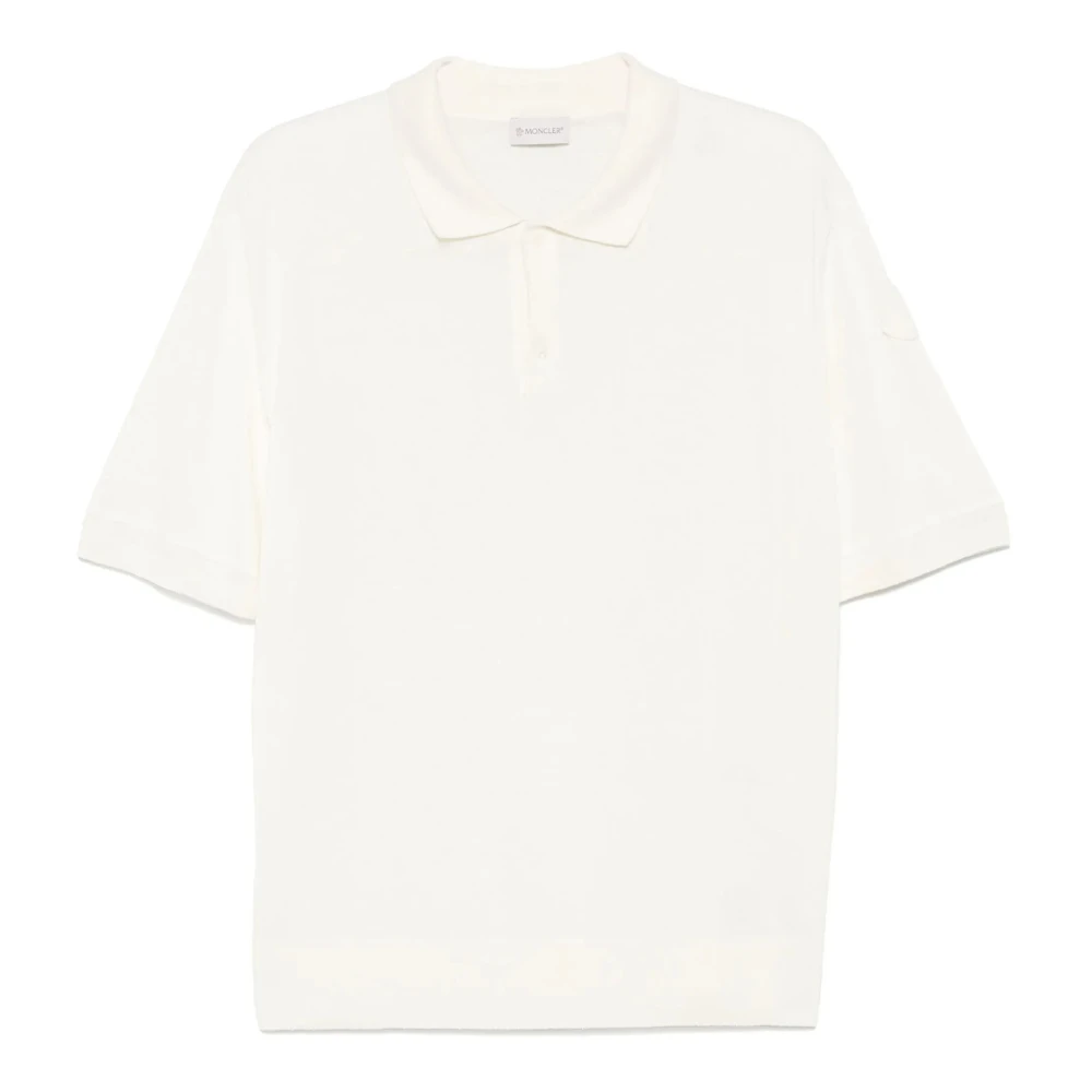 Moncler Men's White Polo Shirts,, T-Shirts And Polos With Logo Patch Medium