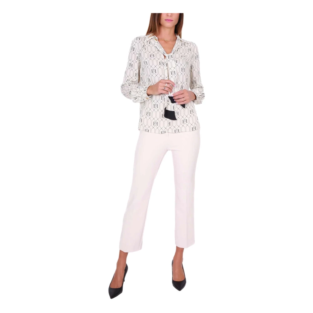 Elisabetta Franchi Smalle Sigarettenbroek met Riem Beige Dames