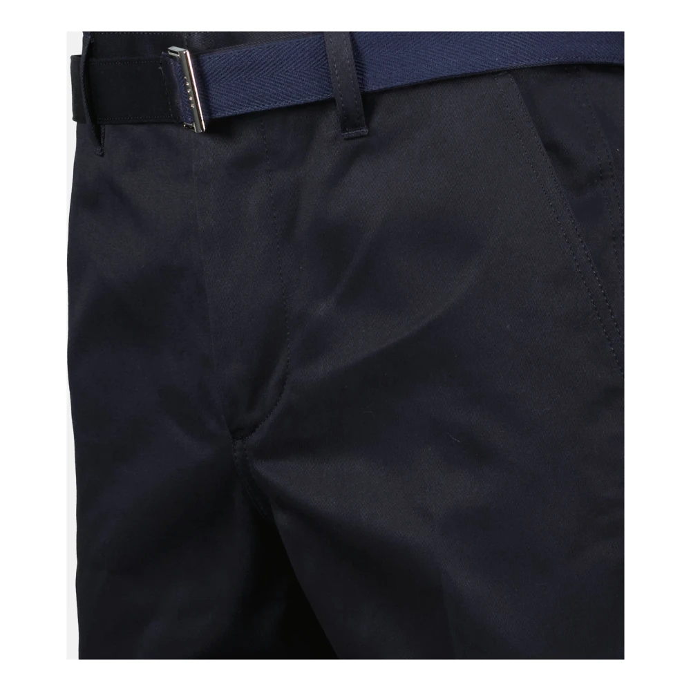 Sacai Navy Blauwe Chino Broek Blue Heren