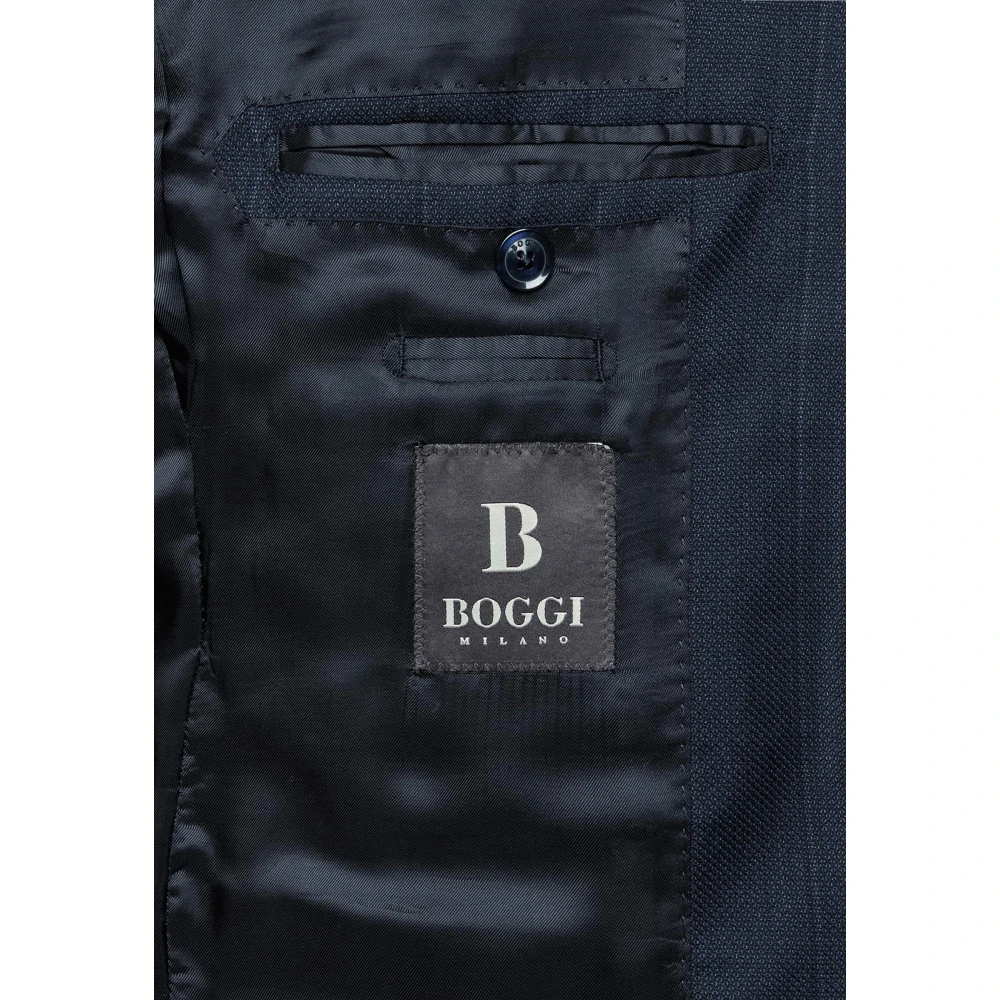 Boggi Milano Pakjes in Fijne Streepjes van Pure Wol Blue Heren