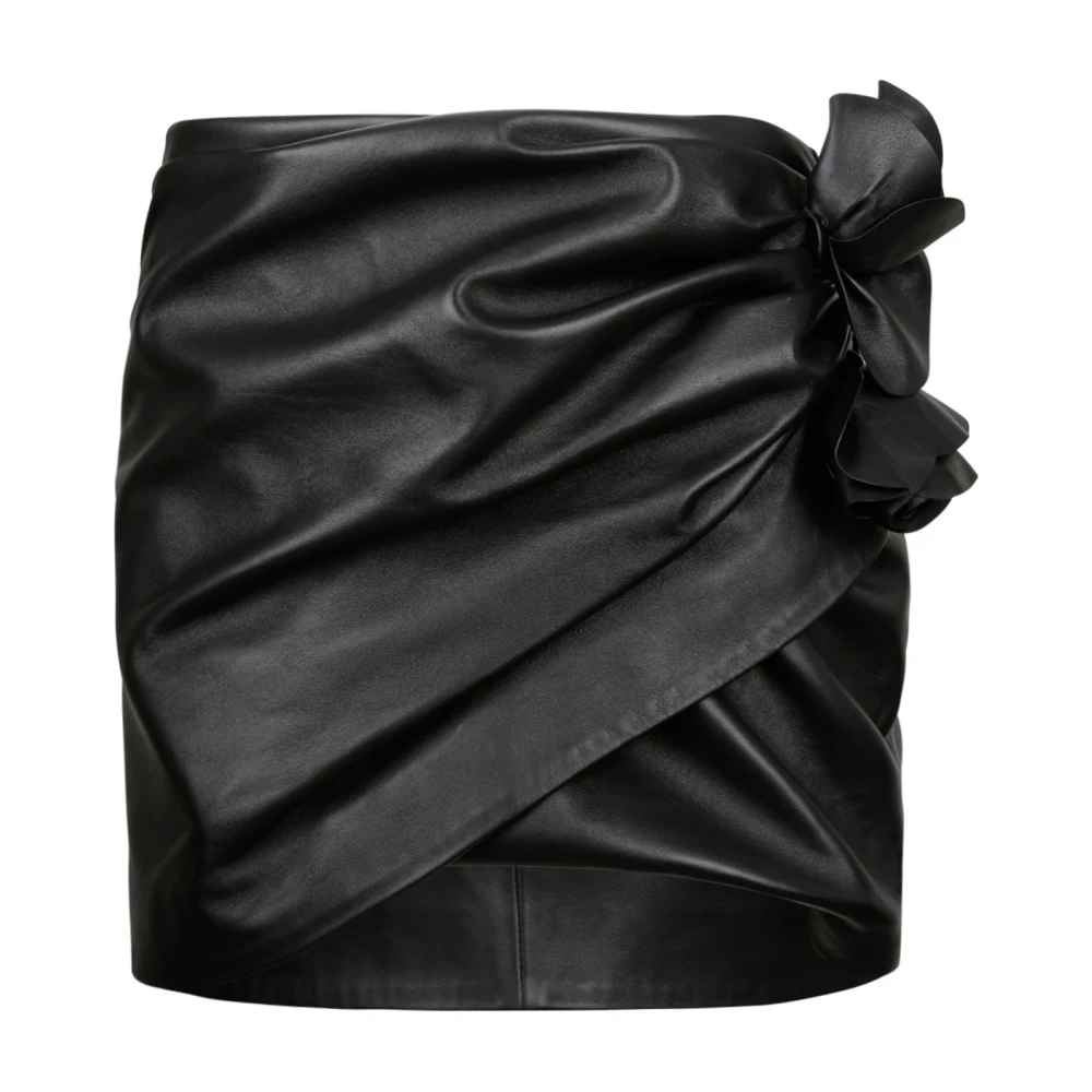 Magda Butrym Draped Leather Black Mini Skirt Black Dames