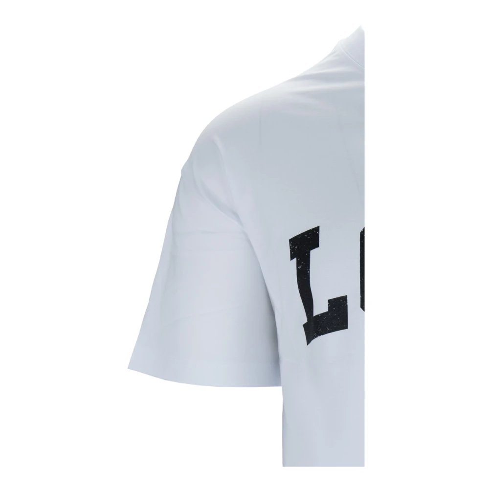 Msgm Liefde Print Katoenen T-shirt White Heren