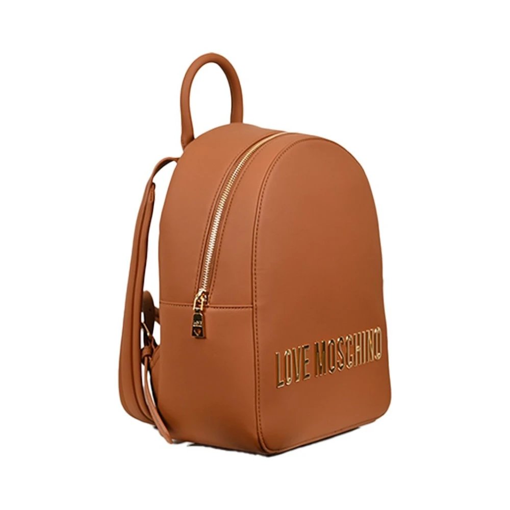 Love Moschino Bruine Lettertype Rugzak met Ritssluiting Brown Dames
