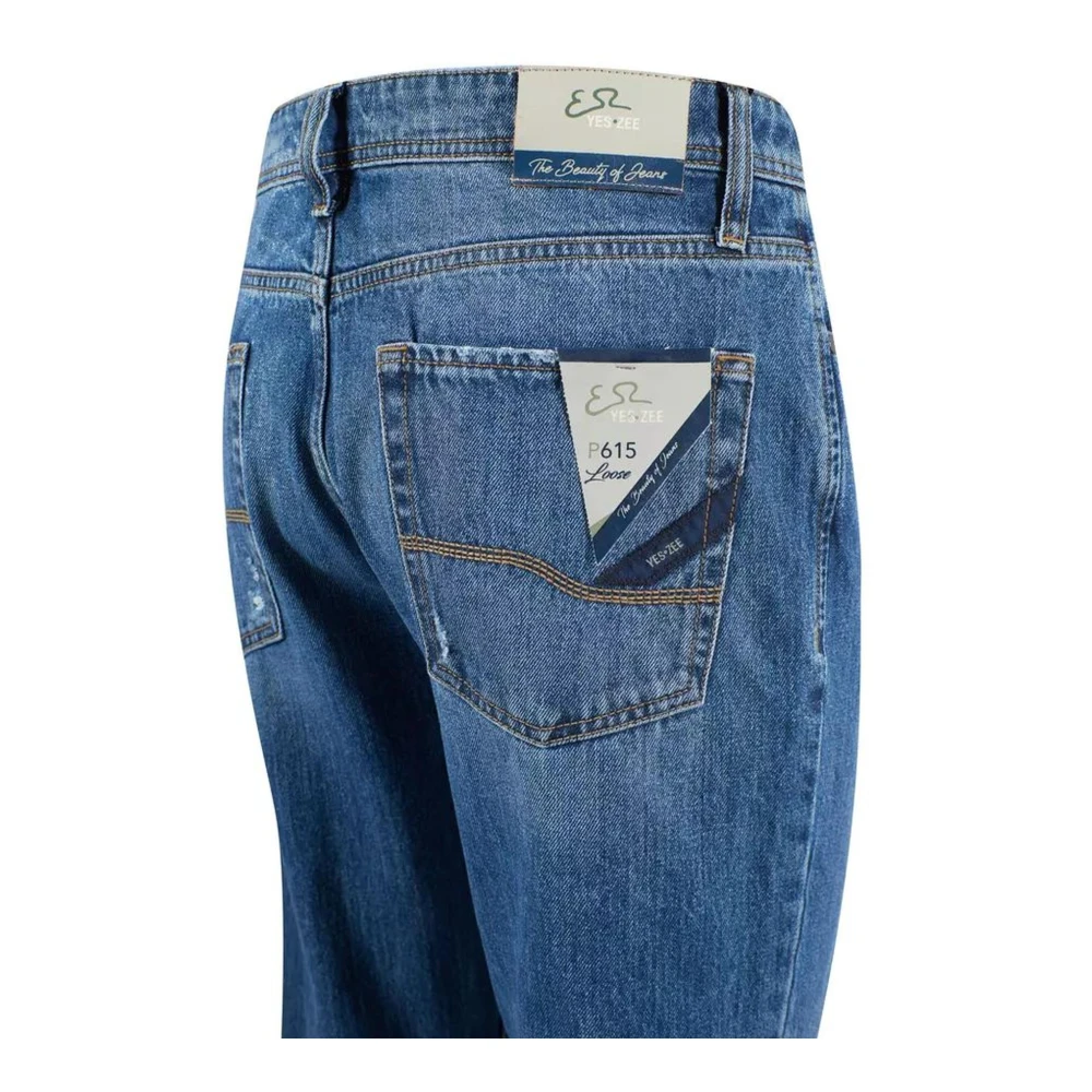 YES ZEE Versleten Ripped Denim Boyfriend Jeans Blue Heren