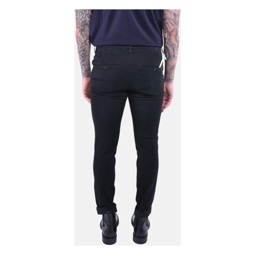Dondup Slim Chino Broek met Lage Taille Black Heren