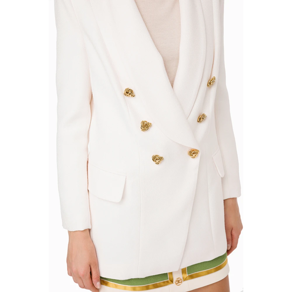 Elisabetta Franchi Lange jas met metalen knopen White Dames