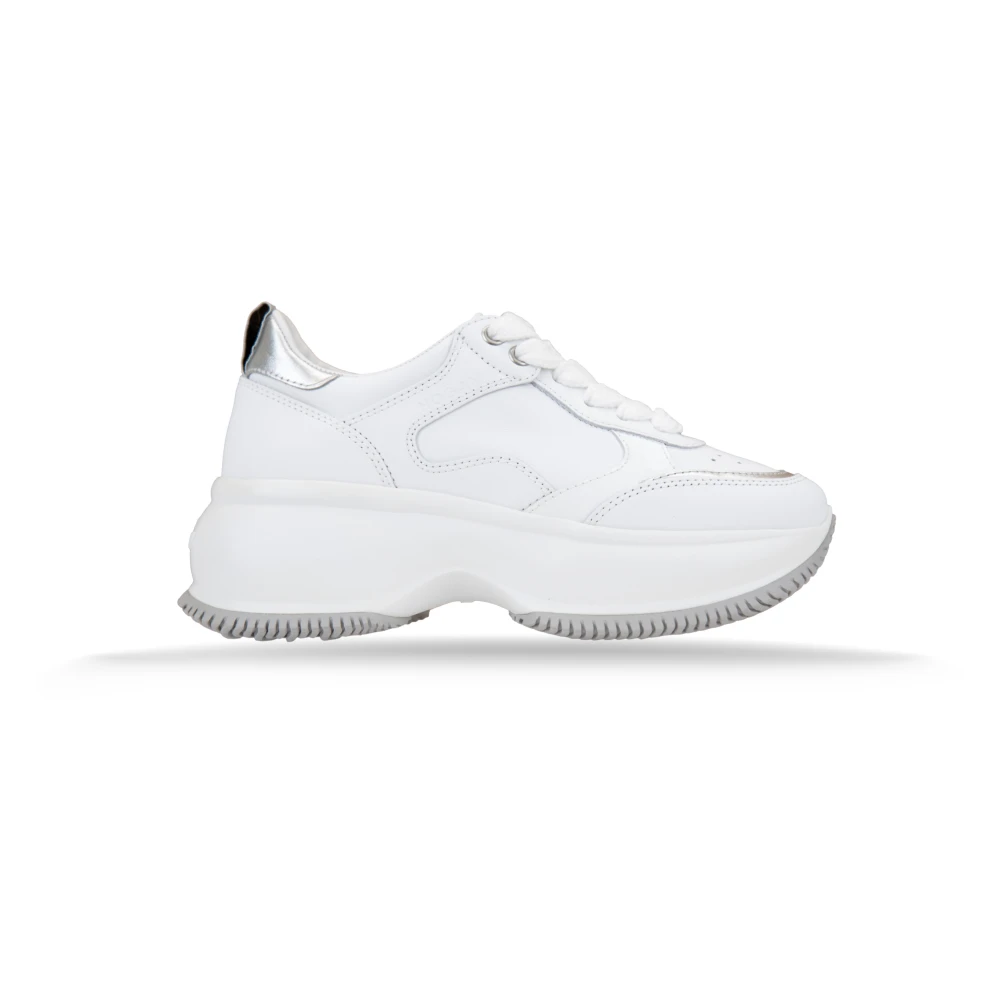 Hogan Leren sneakers met veters voor dames Dames Schoenen Wit