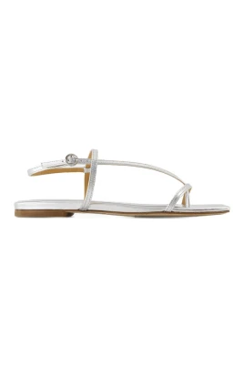 Silverläder Slip-On Öppen Tå Sandaler