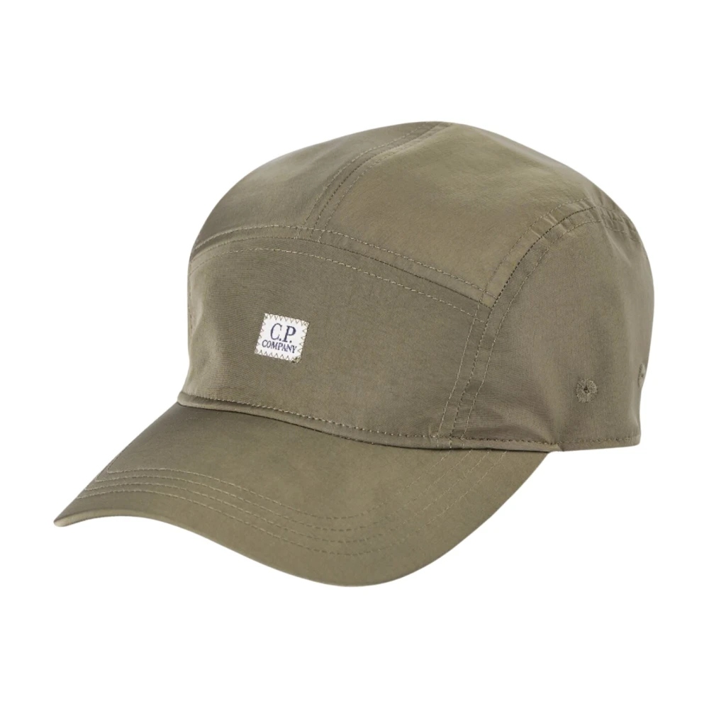 C.p. Company Men's Green Hats & Caps, One Size, Chrome-R Panelled Logo Cap