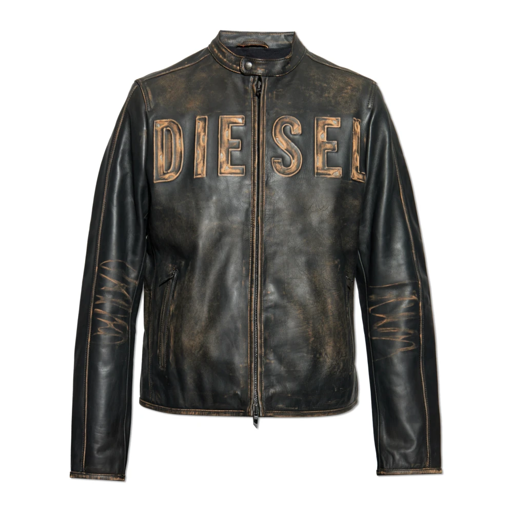 Diesel Leren jas L-Met-A A14269 Black Heren