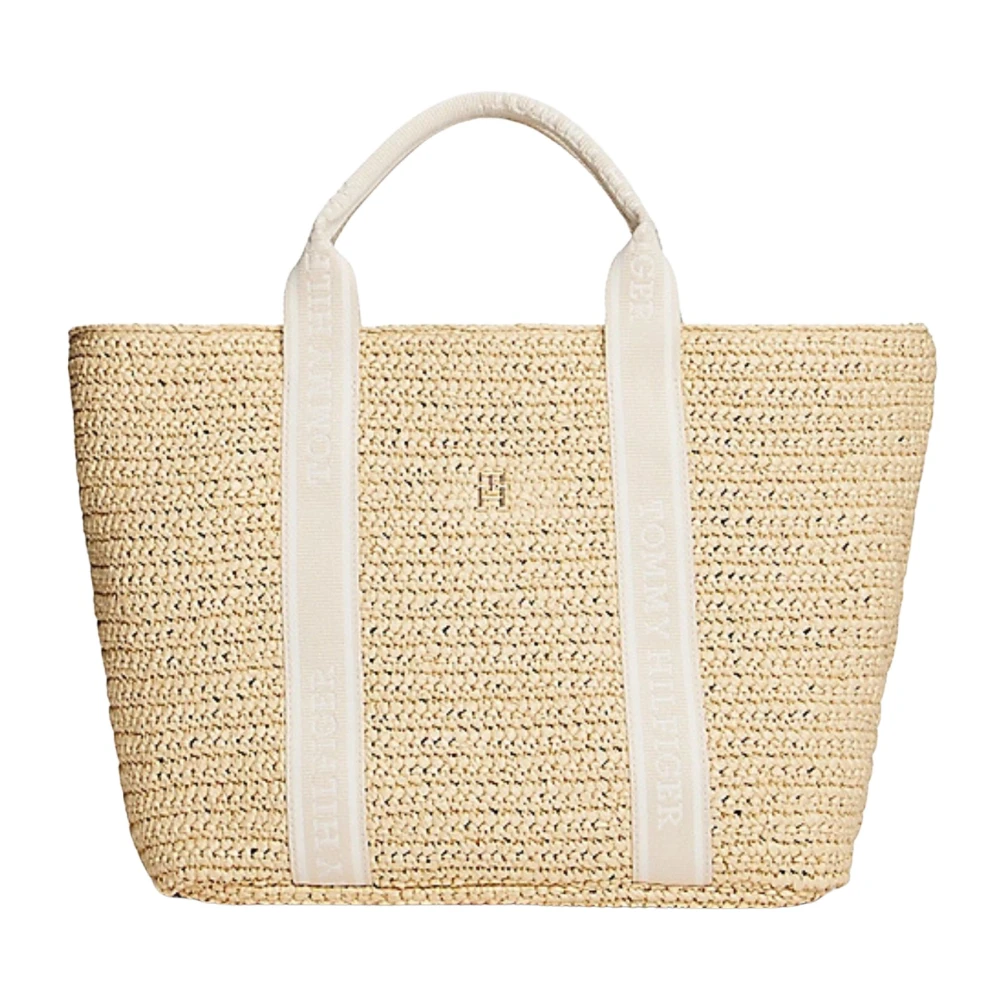 Tommy Hilfiger , Shopping Bags, Female, Beige, One Size, Crochet Tote Bag Spring Collection